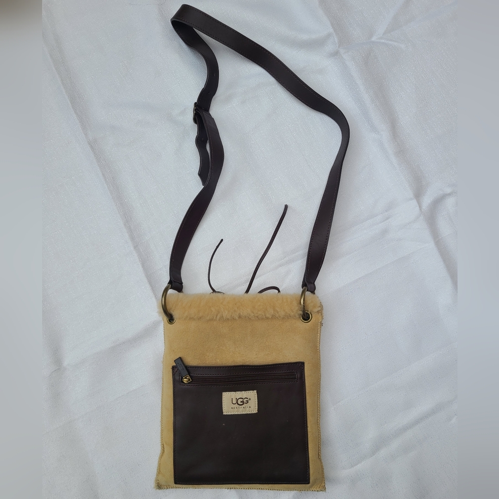 UGG Australia Tan Suede Shoulder Bag Crossbody w/Adj Leather Strap